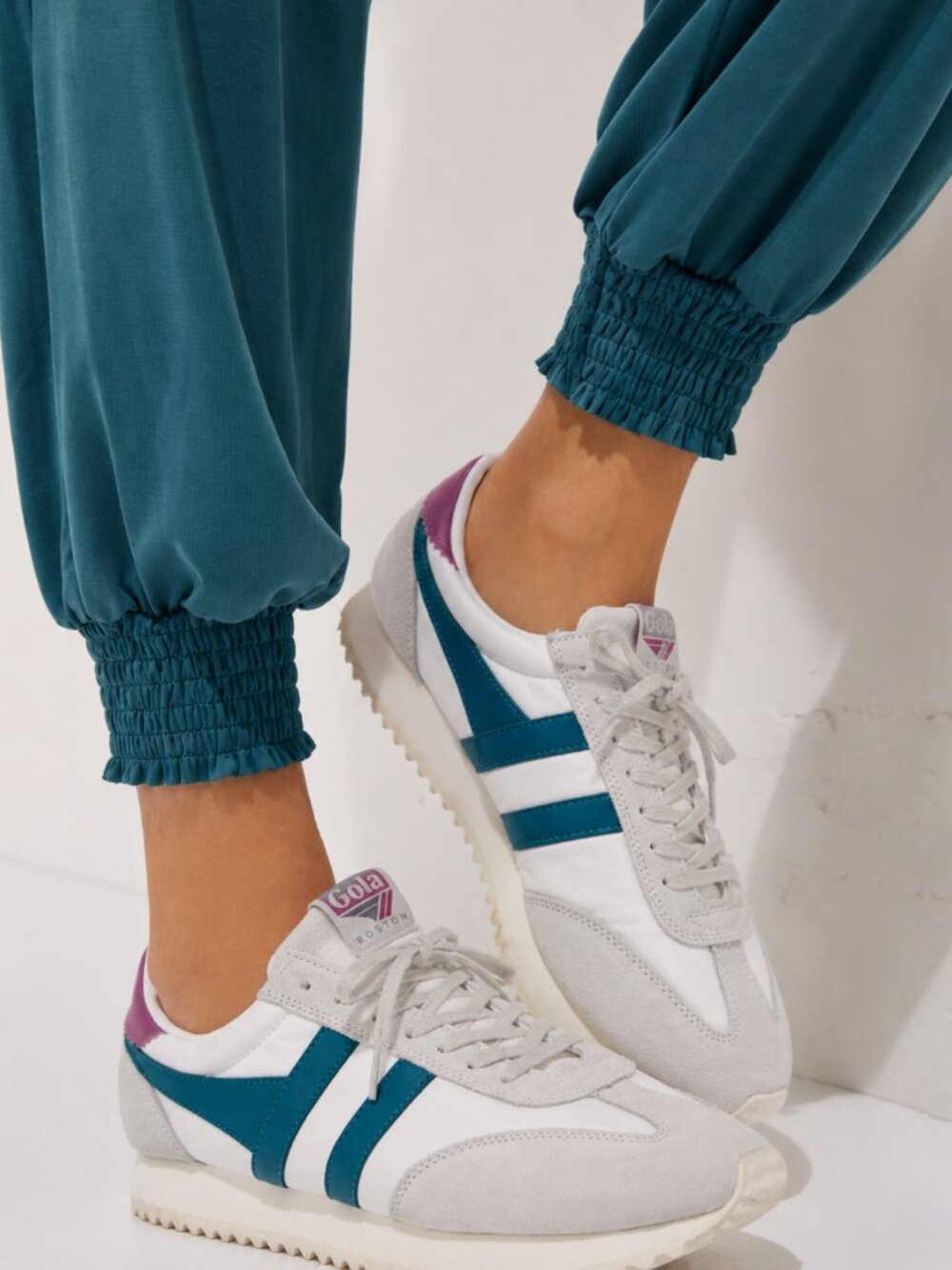 Gola Classics Size 10 Boston '78 Sneakers Retro Suede Teal Purple Casual Sporty